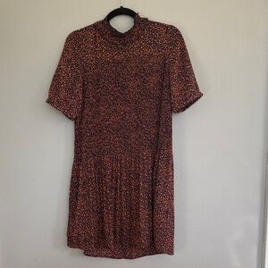 Vero Moda Cassie Navy and Floral Print Pleated Mini Dress (Lulus)